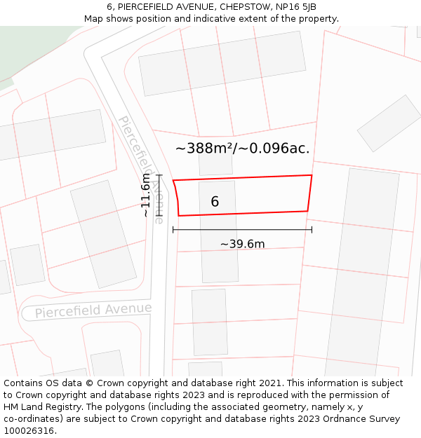 6, PIERCEFIELD AVENUE, CHEPSTOW, NP16 5JB: Plot and title map