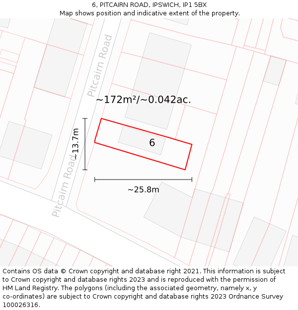 6, PITCAIRN ROAD, IPSWICH, IP1 5BX: Plot and title map
