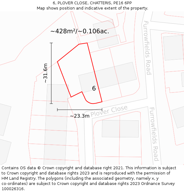 6, PLOVER CLOSE, CHATTERIS, PE16 6PP: Plot and title map