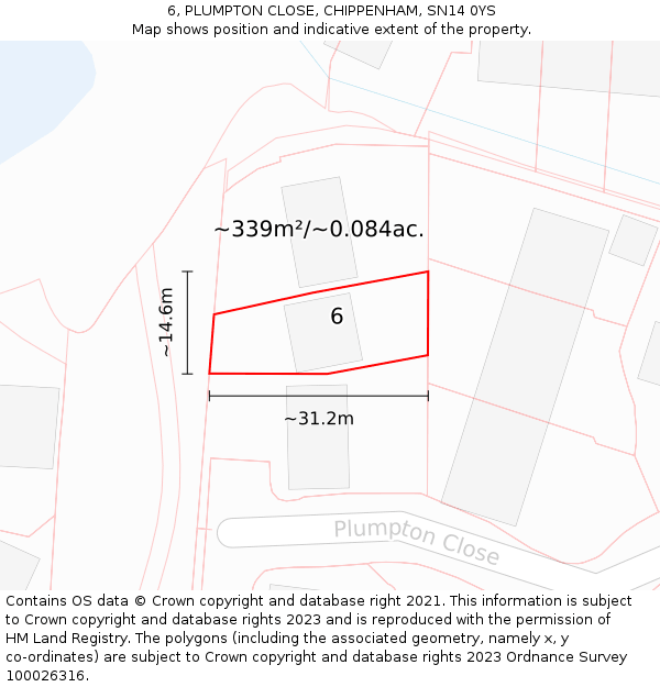 6, PLUMPTON CLOSE, CHIPPENHAM, SN14 0YS: Plot and title map