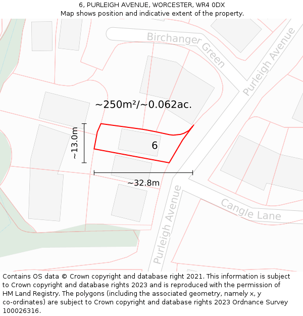 6, PURLEIGH AVENUE, WORCESTER, WR4 0DX: Plot and title map