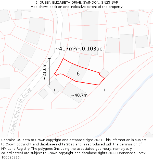 6, QUEEN ELIZABETH DRIVE, SWINDON, SN25 1WP: Plot and title map