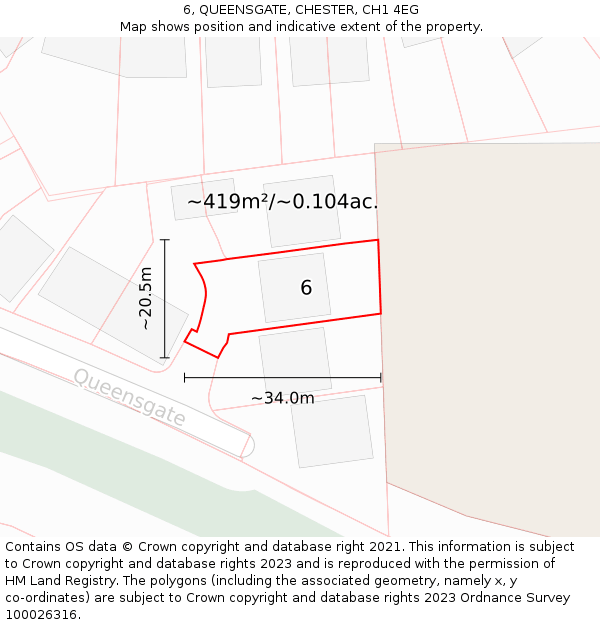 6, QUEENSGATE, CHESTER, CH1 4EG: Plot and title map