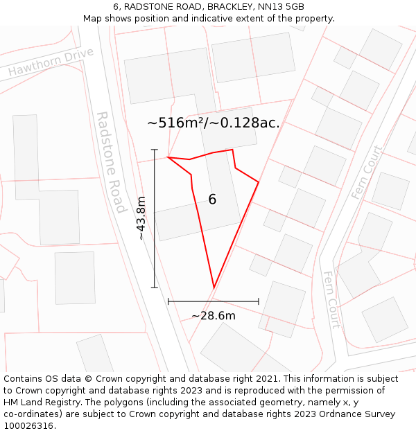 6, RADSTONE ROAD, BRACKLEY, NN13 5GB: Plot and title map