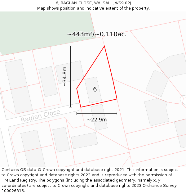 6, RAGLAN CLOSE, WALSALL, WS9 0PJ: Plot and title map