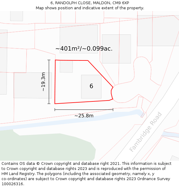 6, RANDOLPH CLOSE, MALDON, CM9 6XP: Plot and title map