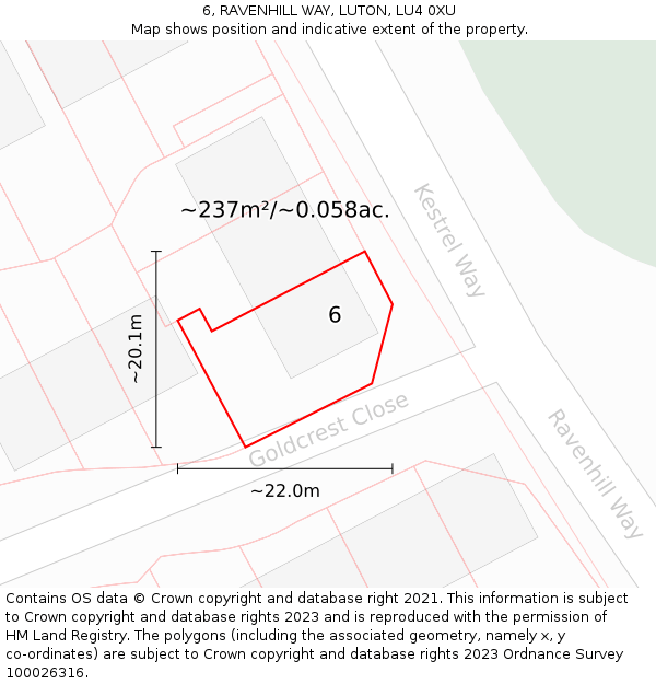 6, RAVENHILL WAY, LUTON, LU4 0XU: Plot and title map