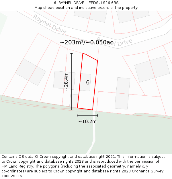 6, RAYNEL DRIVE, LEEDS, LS16 6BS: Plot and title map