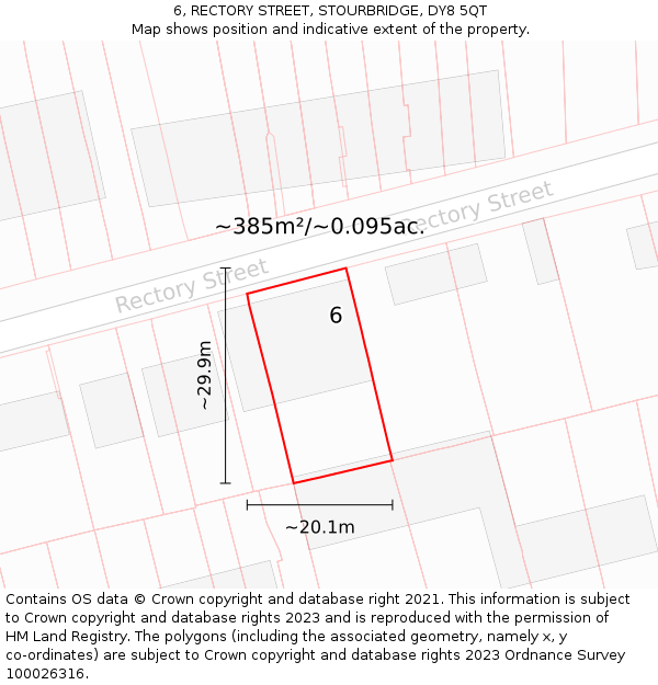 6, RECTORY STREET, STOURBRIDGE, DY8 5QT: Plot and title map