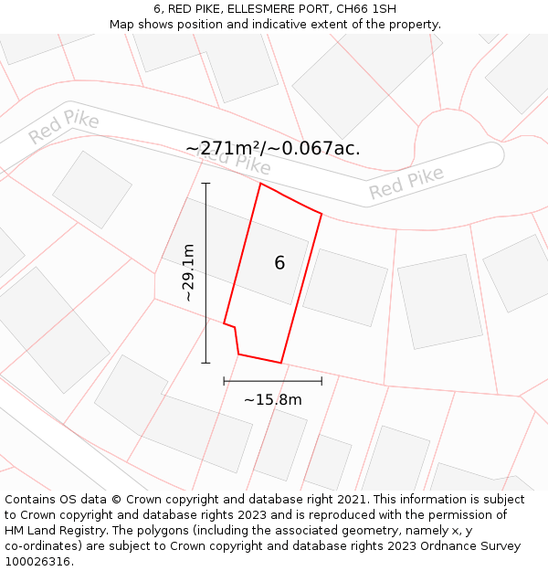 6, RED PIKE, ELLESMERE PORT, CH66 1SH: Plot and title map