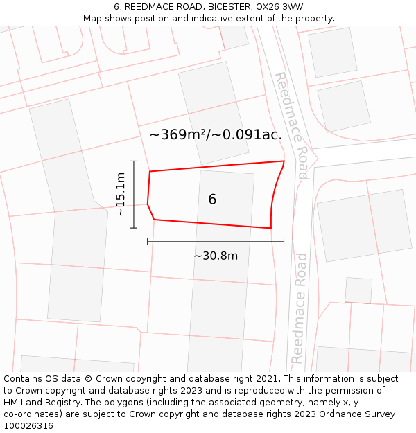 6, REEDMACE ROAD, BICESTER, OX26 3WW: Plot and title map