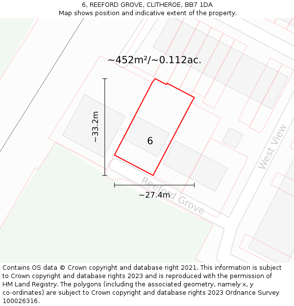 6, REEFORD GROVE, CLITHEROE, BB7 1DA: Plot and title map