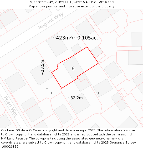 6, REGENT WAY, KINGS HILL, WEST MALLING, ME19 4EB: Plot and title map