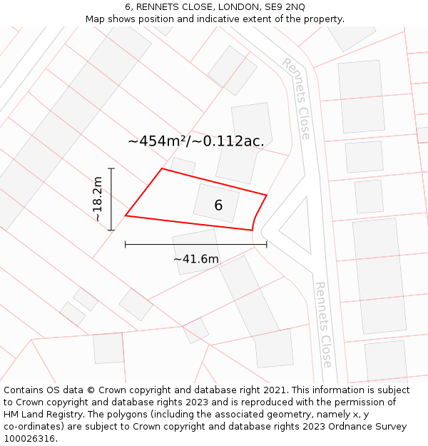 6, RENNETS CLOSE, LONDON, SE9 2NQ: Plot and title map