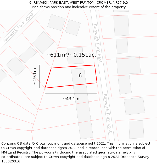 6, RENWICK PARK EAST, WEST RUNTON, CROMER, NR27 9LY: Plot and title map