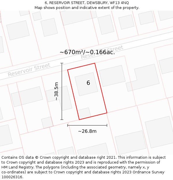 6, RESERVOIR STREET, DEWSBURY, WF13 4NQ: Plot and title map
