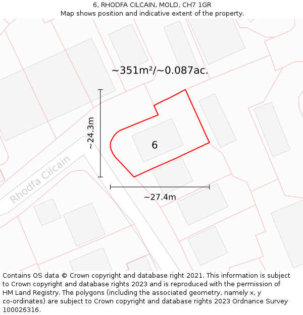 6, RHODFA CILCAIN, MOLD, CH7 1GR: Plot and title map