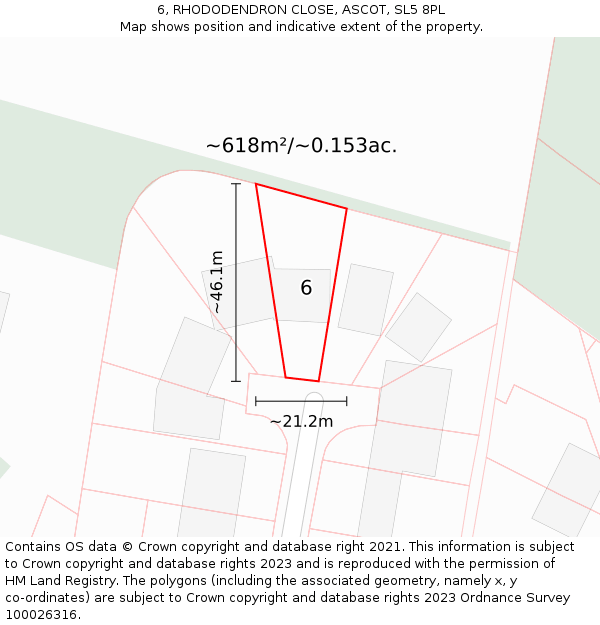 6, RHODODENDRON CLOSE, ASCOT, SL5 8PL: Plot and title map