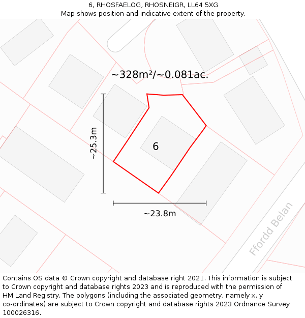 6, RHOSFAELOG, RHOSNEIGR, LL64 5XG: Plot and title map