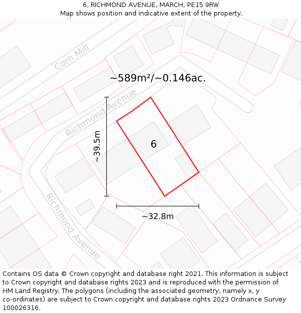 6, RICHMOND AVENUE, MARCH, PE15 9RW: Plot and title map