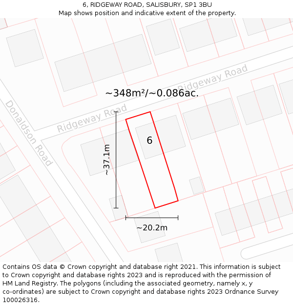 6, RIDGEWAY ROAD, SALISBURY, SP1 3BU: Plot and title map