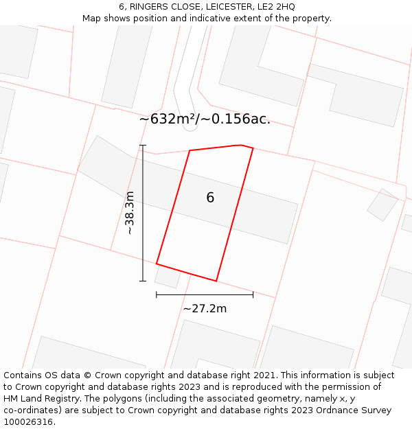 6, RINGERS CLOSE, LEICESTER, LE2 2HQ: Plot and title map