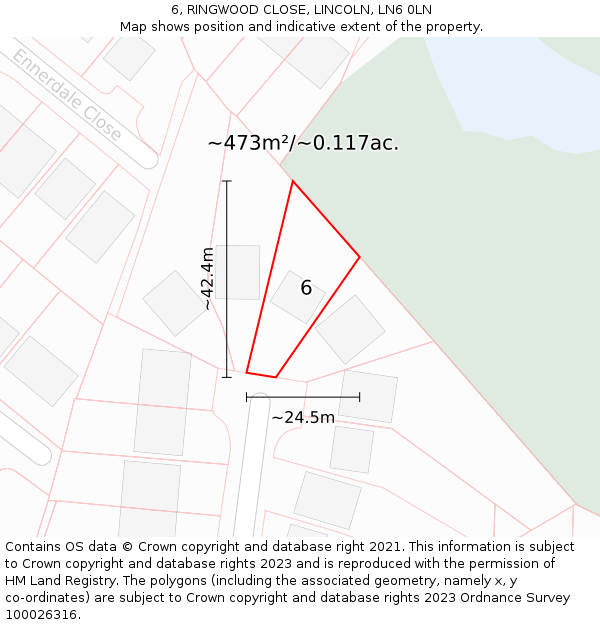 6, RINGWOOD CLOSE, LINCOLN, LN6 0LN: Plot and title map