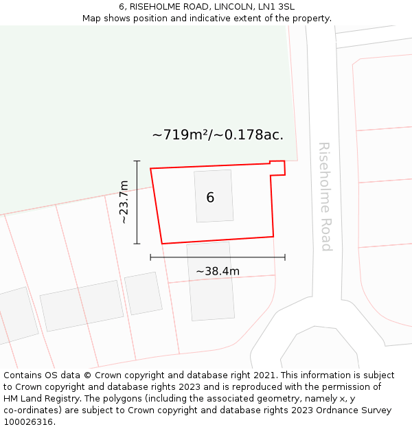 6, RISEHOLME ROAD, LINCOLN, LN1 3SL: Plot and title map
