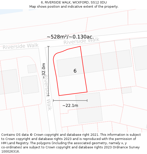 6, RIVERSIDE WALK, WICKFORD, SS12 0DU: Plot and title map