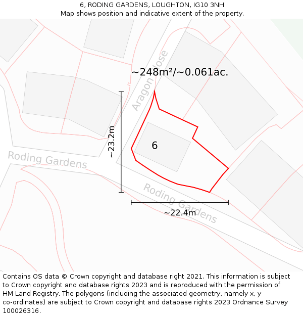 6, RODING GARDENS, LOUGHTON, IG10 3NH: Plot and title map