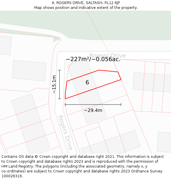 6, ROGERS DRIVE, SALTASH, PL12 6JP: Plot and title map