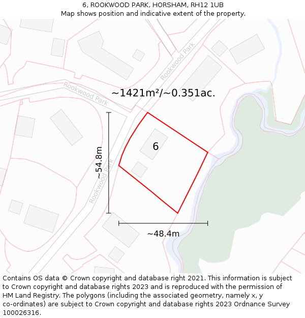 6, ROOKWOOD PARK, HORSHAM, RH12 1UB: Plot and title map