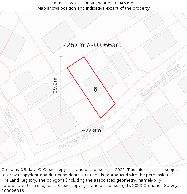 6, ROSEWOOD DRIVE, WIRRAL, CH46 6JA: Plot and title map