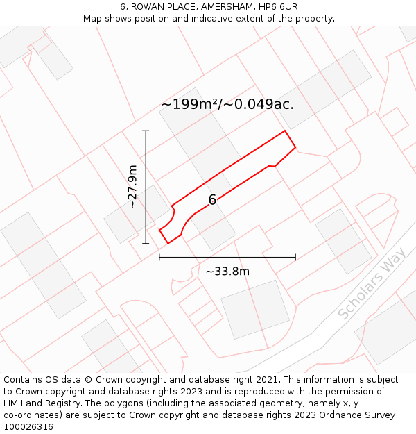 6, ROWAN PLACE, AMERSHAM, HP6 6UR: Plot and title map
