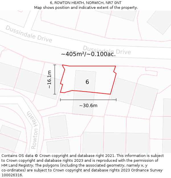 6, ROWTON HEATH, NORWICH, NR7 0NT: Plot and title map