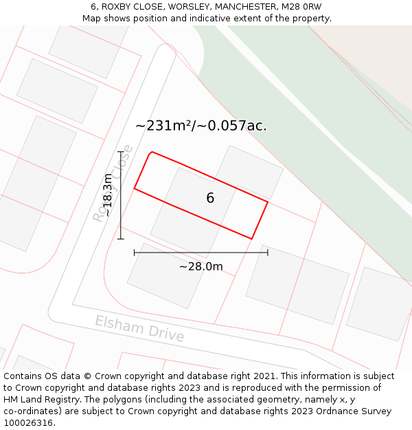 6, ROXBY CLOSE, WORSLEY, MANCHESTER, M28 0RW: Plot and title map