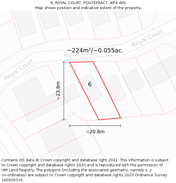 6, ROYAL COURT, PONTEFRACT, WF8 4RX: Plot and title map