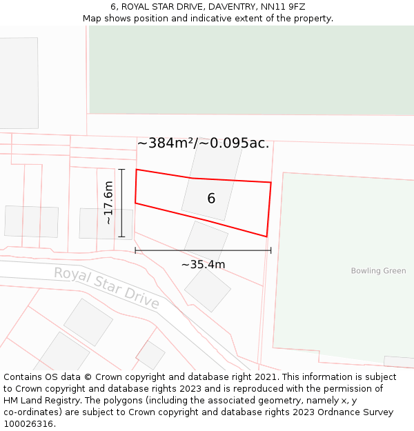 6, ROYAL STAR DRIVE, DAVENTRY, NN11 9FZ: Plot and title map