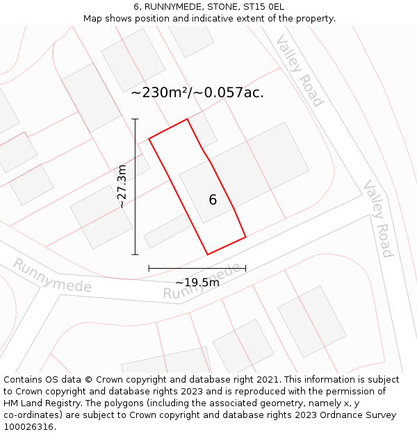 6, RUNNYMEDE, STONE, ST15 0EL: Plot and title map