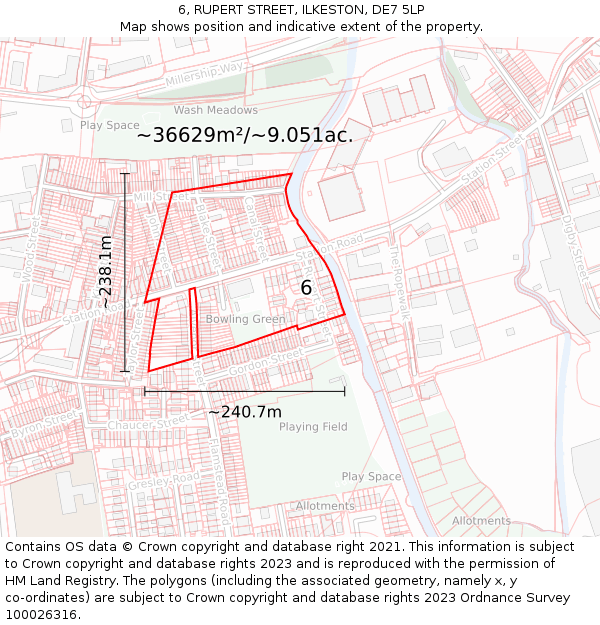 6, RUPERT STREET, ILKESTON, DE7 5LP: Plot and title map