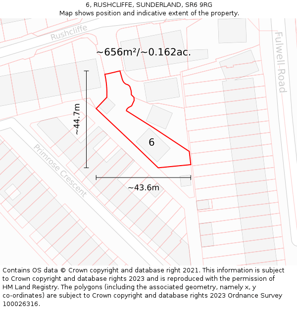 6, RUSHCLIFFE, SUNDERLAND, SR6 9RG: Plot and title map