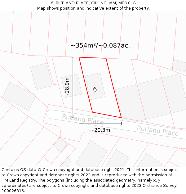 6, RUTLAND PLACE, GILLINGHAM, ME8 0LG: Plot and title map