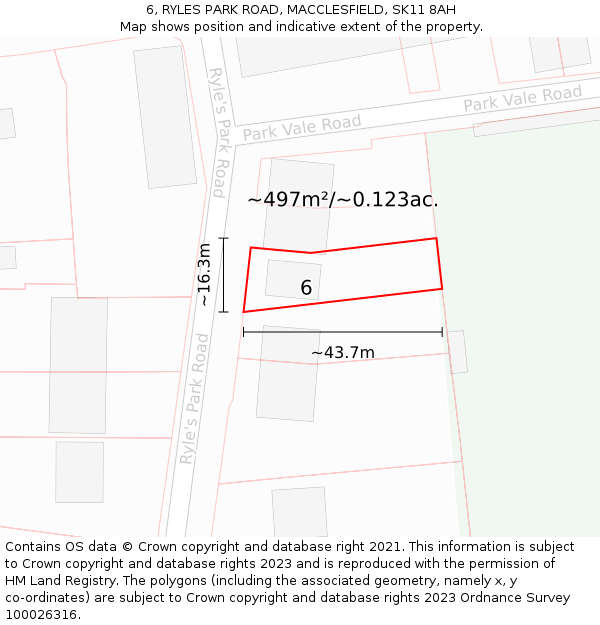 6, RYLES PARK ROAD, MACCLESFIELD, SK11 8AH: Plot and title map