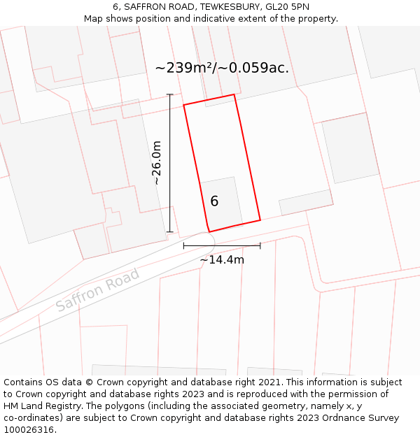 6, SAFFRON ROAD, TEWKESBURY, GL20 5PN: Plot and title map