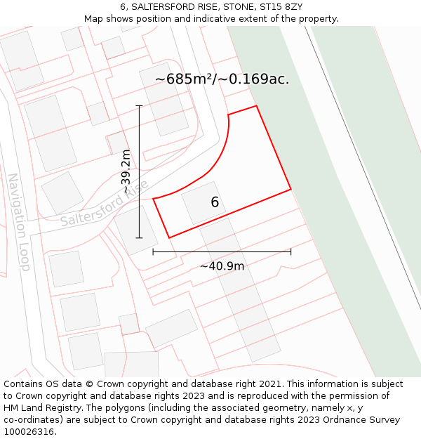 6, SALTERSFORD RISE, STONE, ST15 8ZY: Plot and title map