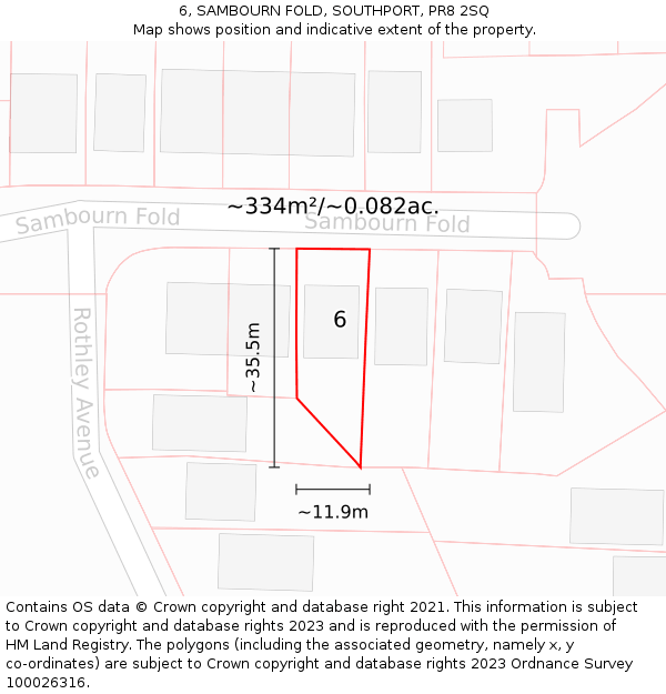 6, SAMBOURN FOLD, SOUTHPORT, PR8 2SQ: Plot and title map