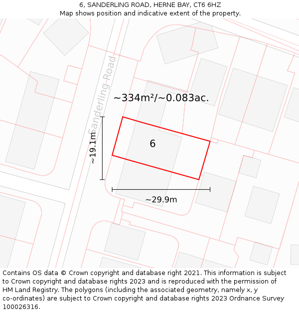 6, SANDERLING ROAD, HERNE BAY, CT6 6HZ: Plot and title map