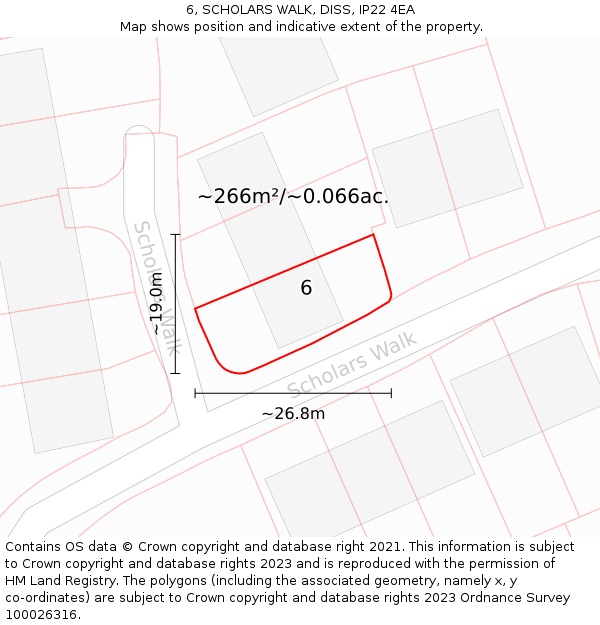 6, SCHOLARS WALK, DISS, IP22 4EA: Plot and title map