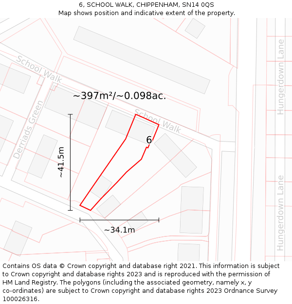 6, SCHOOL WALK, CHIPPENHAM, SN14 0QS: Plot and title map