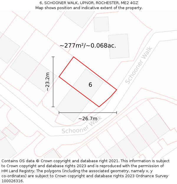 6, SCHOONER WALK, UPNOR, ROCHESTER, ME2 4GZ: Plot and title map